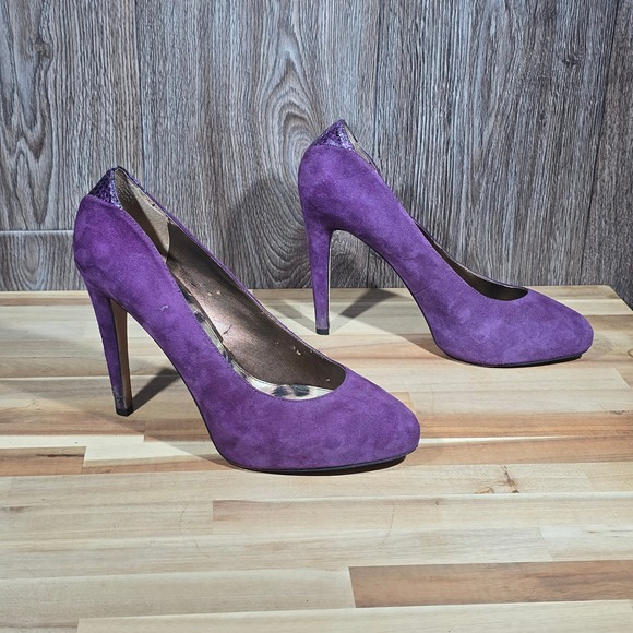 Sam Edelman Shoes - Sam Edelman Yasmine Stiletto Pumps Snake Trim Purple Suede Women's Size 9M‎